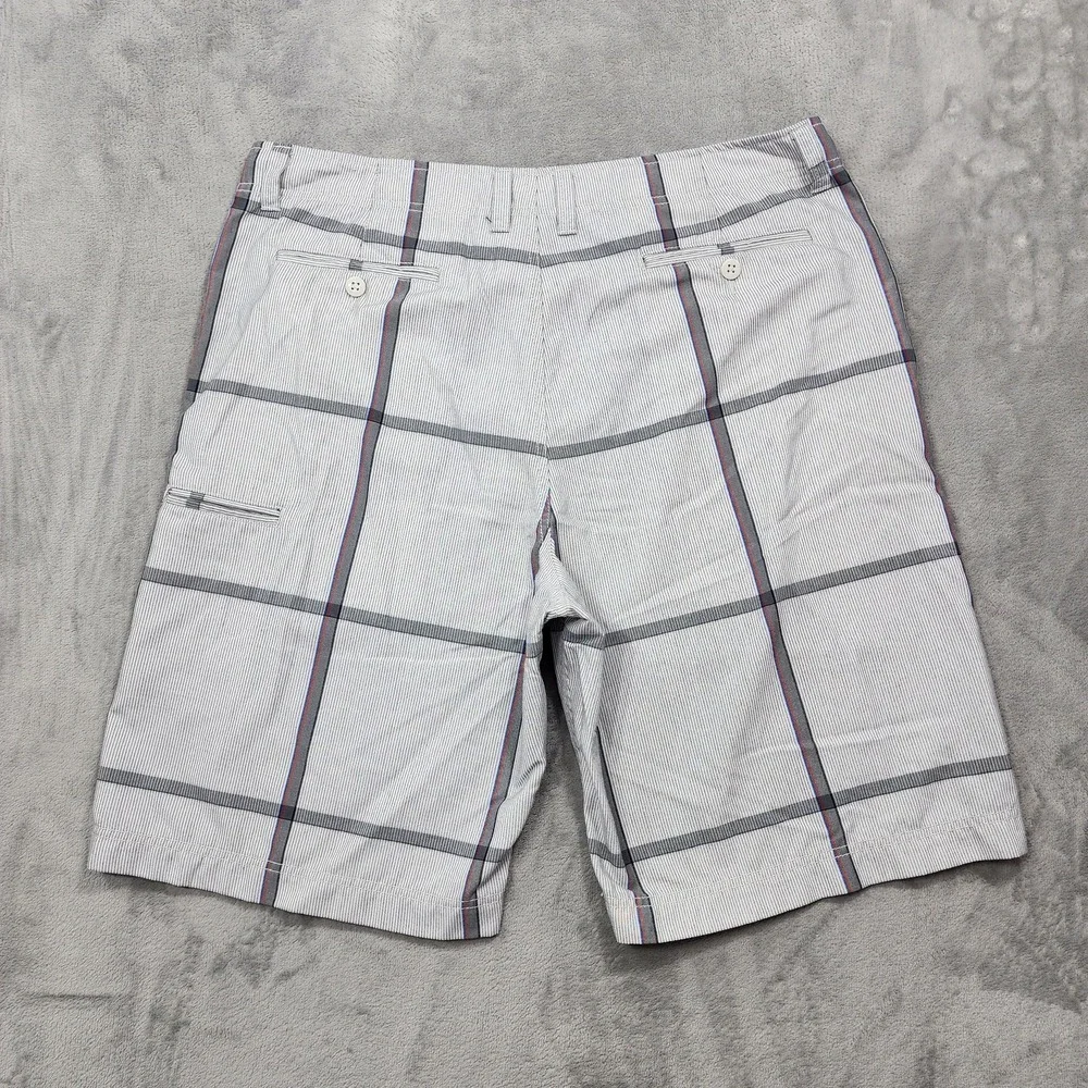 Vintage Champs Sports Shorts Mens 38 Gray Plaid Chino Flat Front Casual Skater
